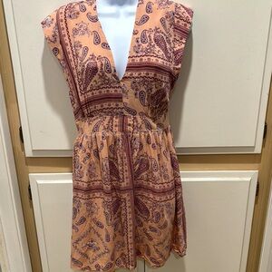 Paisley Print V-Neck Dress